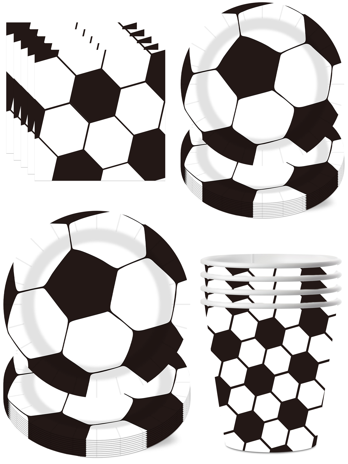 Outdoor Camping Dining Set - Pesta bertema sepak bola, piring makan,